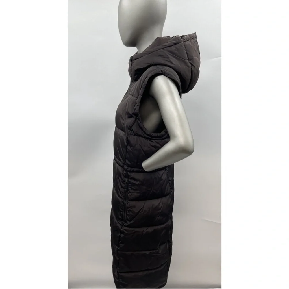 DKNY Dark Brown Hooded Puffer Vest Brown NWOT - Picture 2 of 5